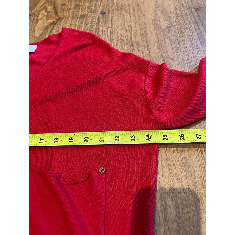 Kerisma Red V Neck Knit Top M/L 3/4 Sleeve Pocket Soft Sweater Blouse Valentines - Picture 5 of 6